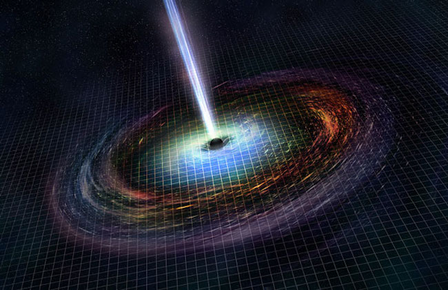 Ilustrasi lubang hitam baru yang terbentuk dari tabrakan dua lubang hitam yang menghasilkan gelombang gravitasi ke seluruh alam semesta. Kredit: NASA/CXC/M.Weiss