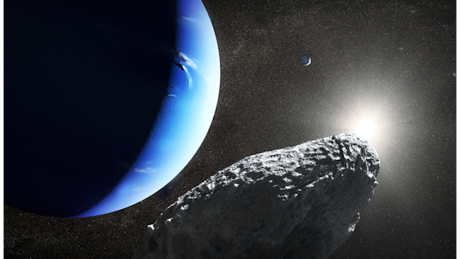 Ilustrasi Hippocamp, satelit kecil Neptunus. Kredit: NASA