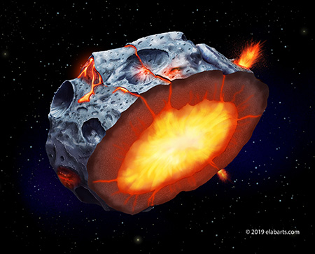 Ilustrasi asteroid logam. Kredit:Elena Hartley