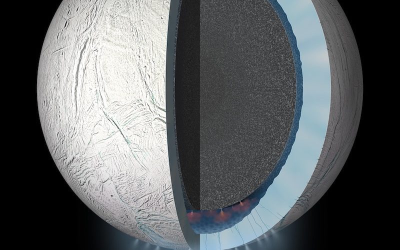 Struktur interior Enceladus. Kredit: NASA/JPL-Caltech
