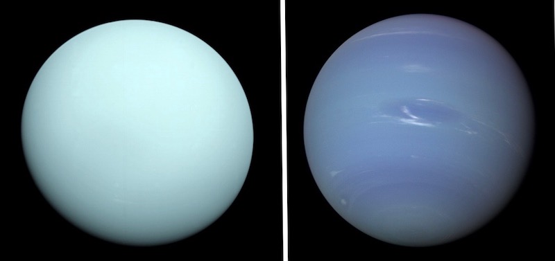 Uranus dan Neptunus yang dipotret Voyager 2. Kredit: NASA/JPL