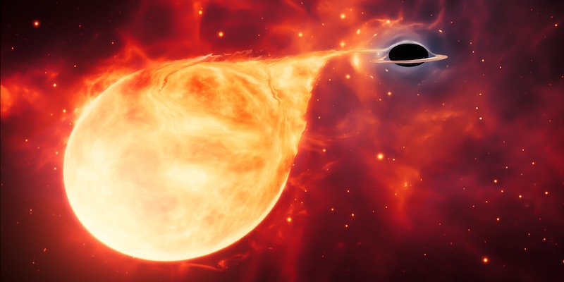 Lubang Hitam Massa Menengah yang sedang mencabik-cabik bintang. Kredit: ESA/Hubble, M. Kornmesser